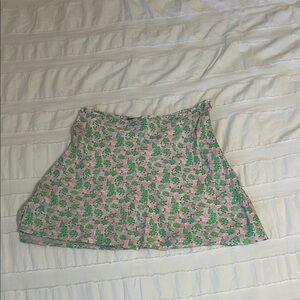 Zara green and pink floral print mini skirt size M sized zip